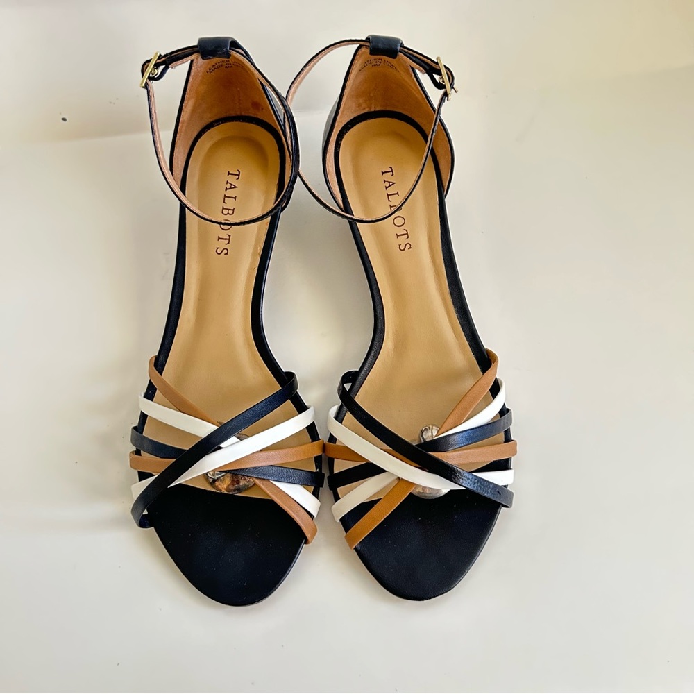 Talbots Black, multi capri twist Strappy Sandals